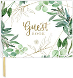 Bloom Daily Planners Wedding Guest Book front view with eucalyptus design