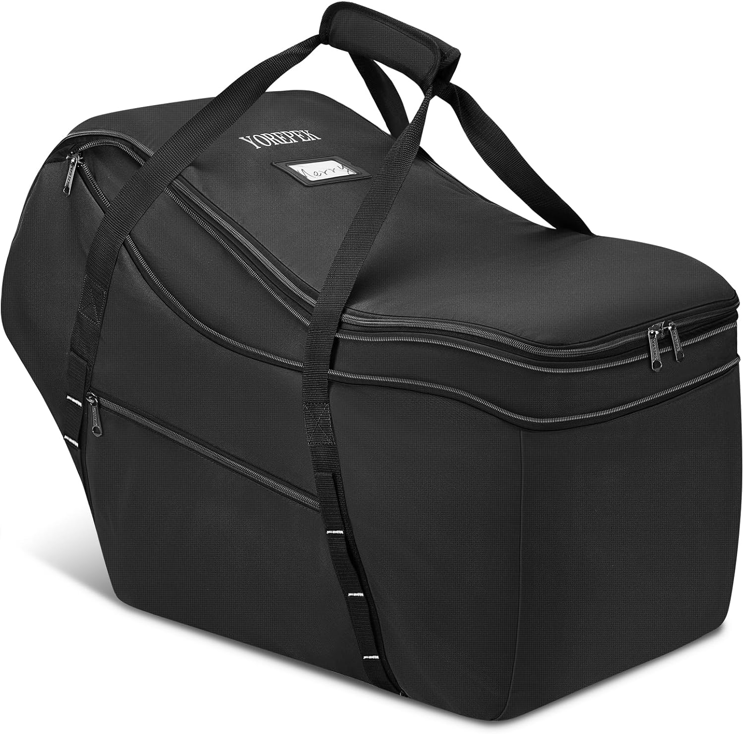 YOREPEK extendable infant car seat travel bag front view showing premium black padded water resistant material for airplane protection