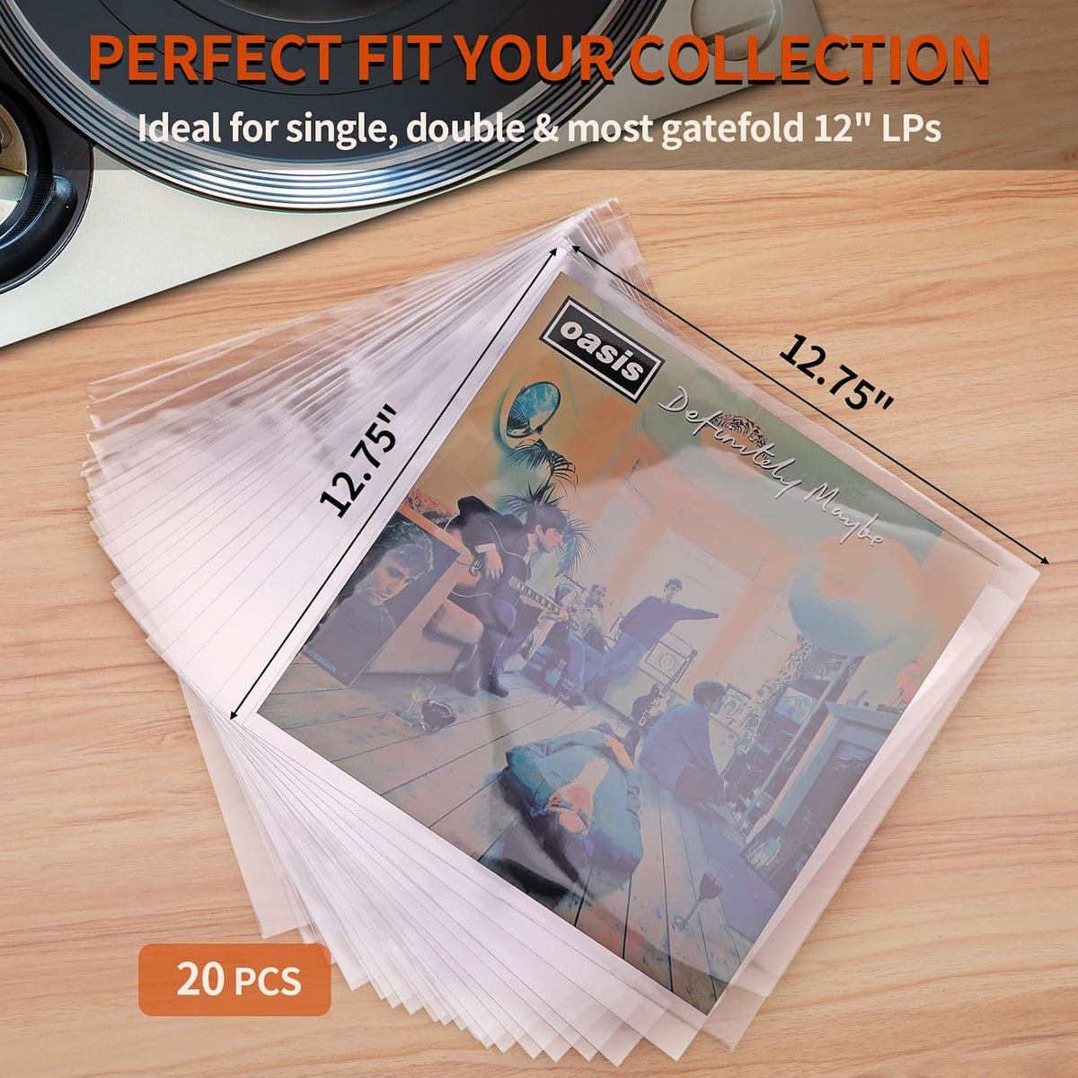 Acid-free clear vinyl record protector sleeve detail