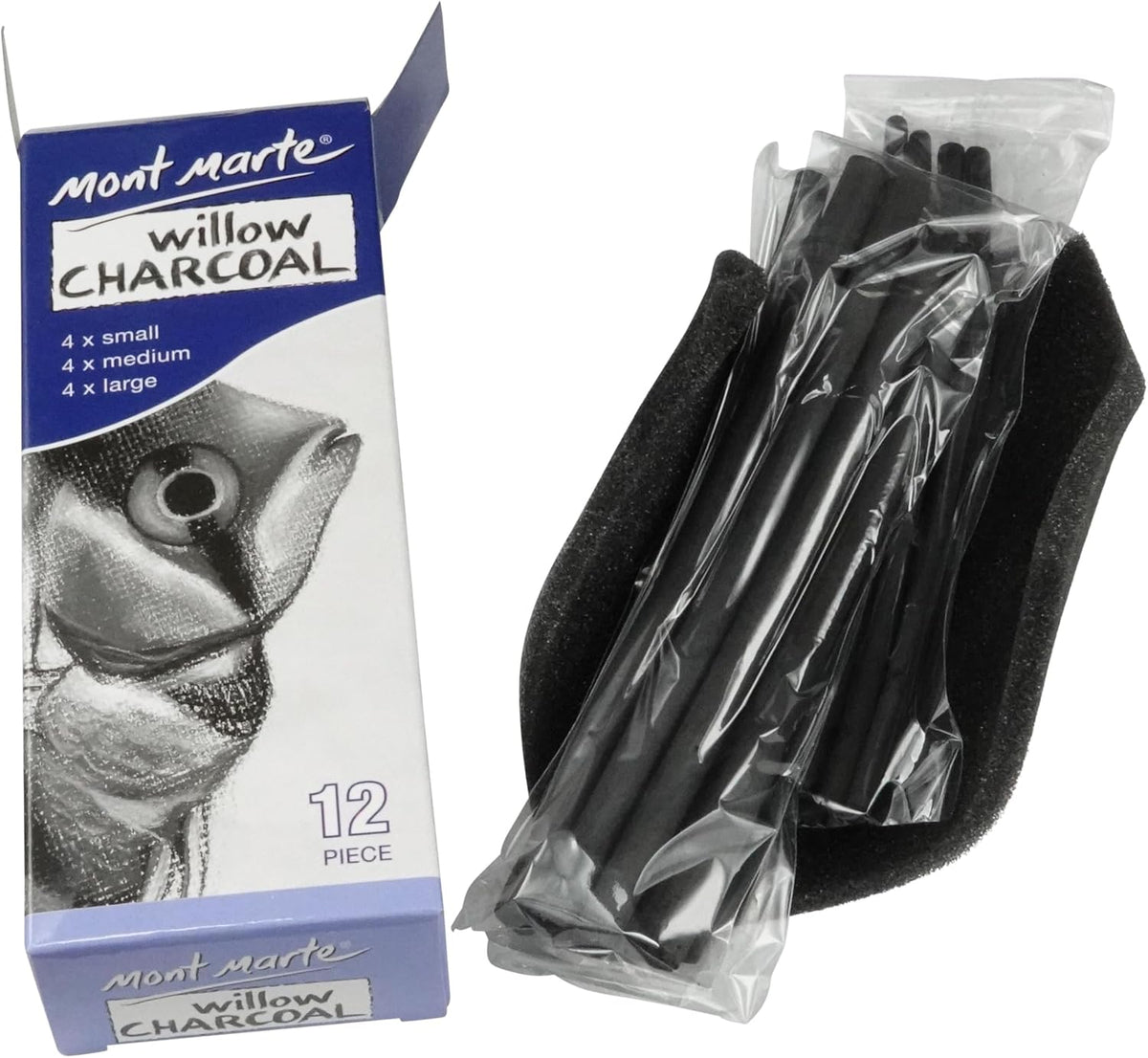 Mont Marte willow charcoal pack 12 front view