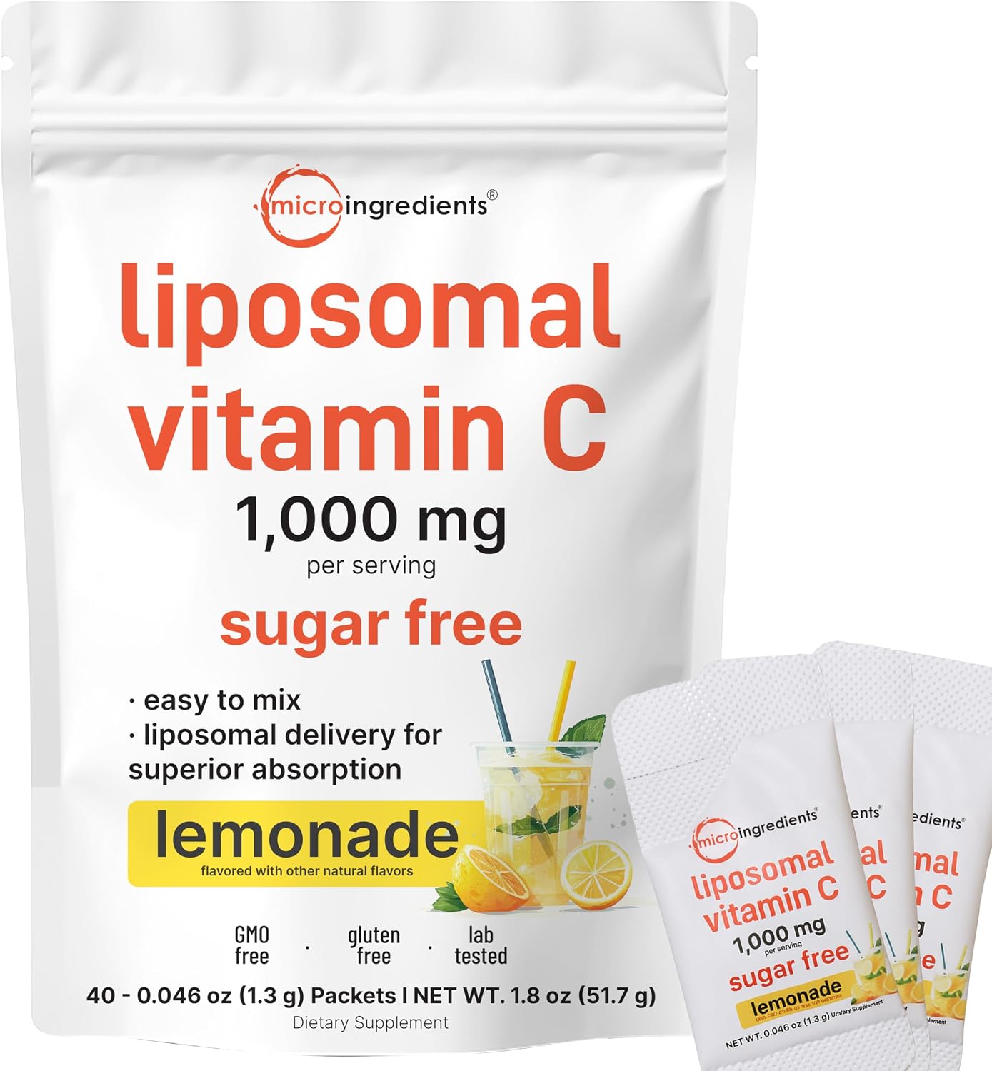 Micro Ingredients liposomal vitamin c powder front view packaging