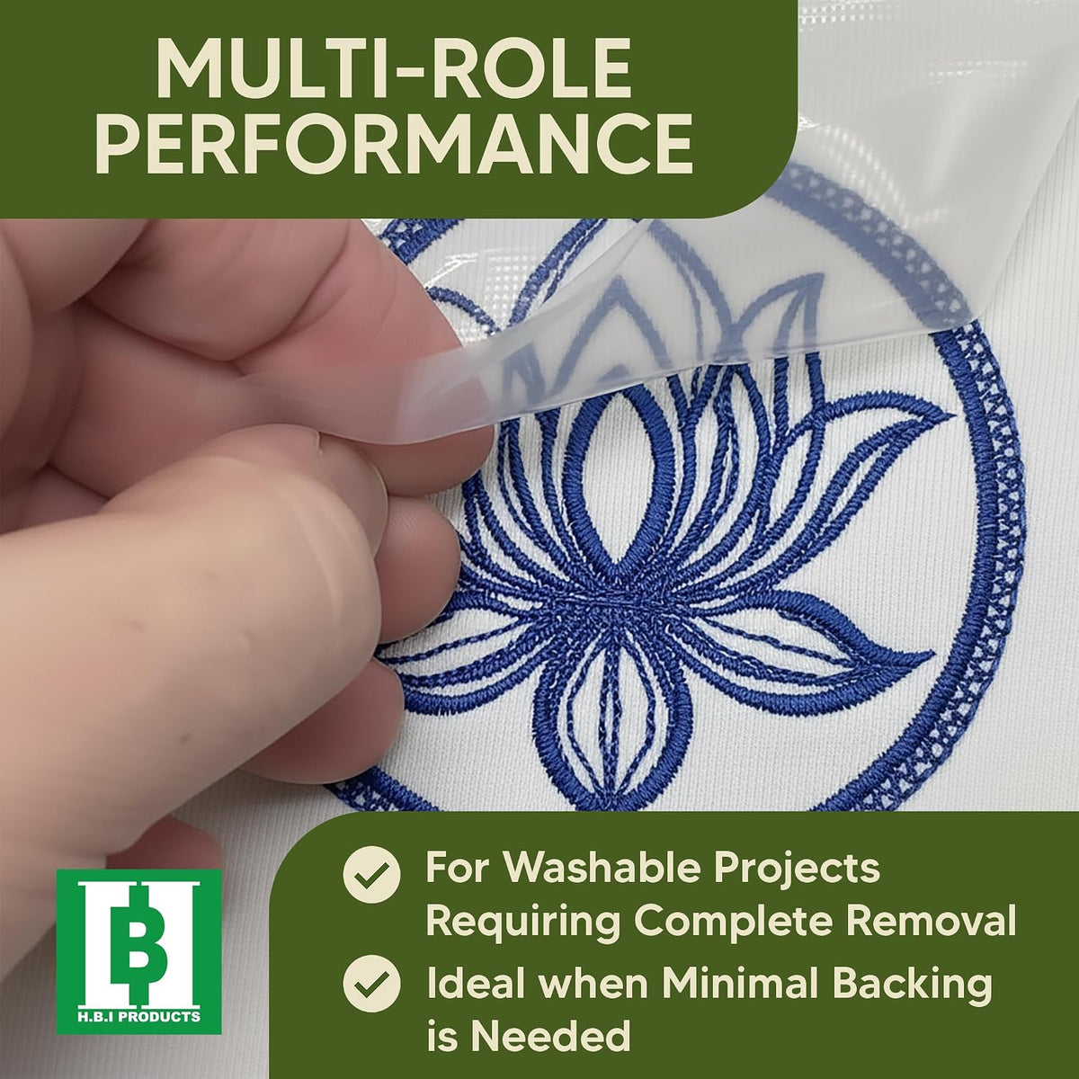 HBI Wash Away Embroidery Topping, Water Soluble Clear Film, 12 in x 15 yd - Image 5