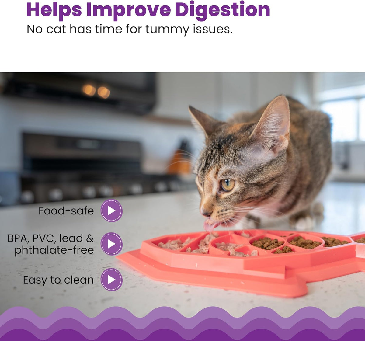 Catstages feed mat showing food capacity section