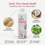 Natural coconut oil and oatmeal ingredients for dog grooming