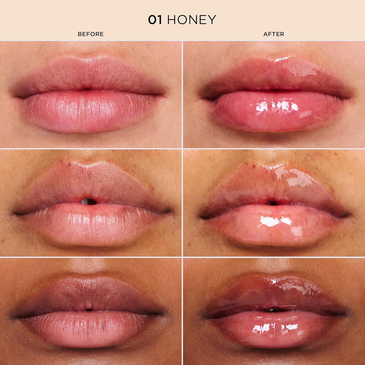 Clarins Lip Comfort Oil swatch showing high shine glossy finish