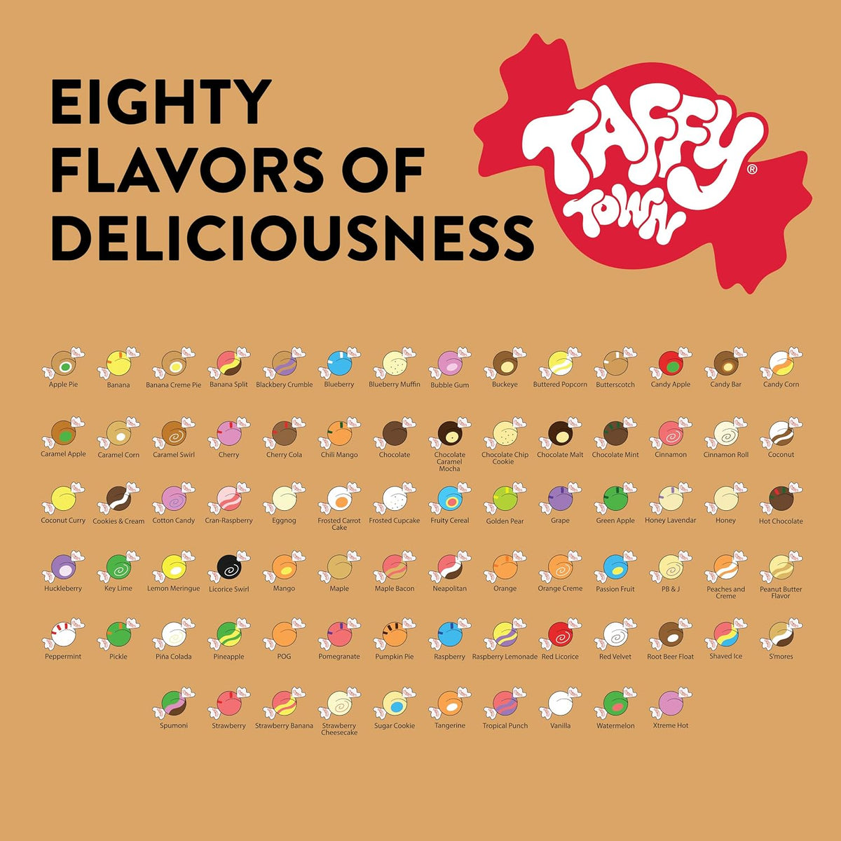 Taffy Town brand gourmet whipped salt water taffy candy package angle view