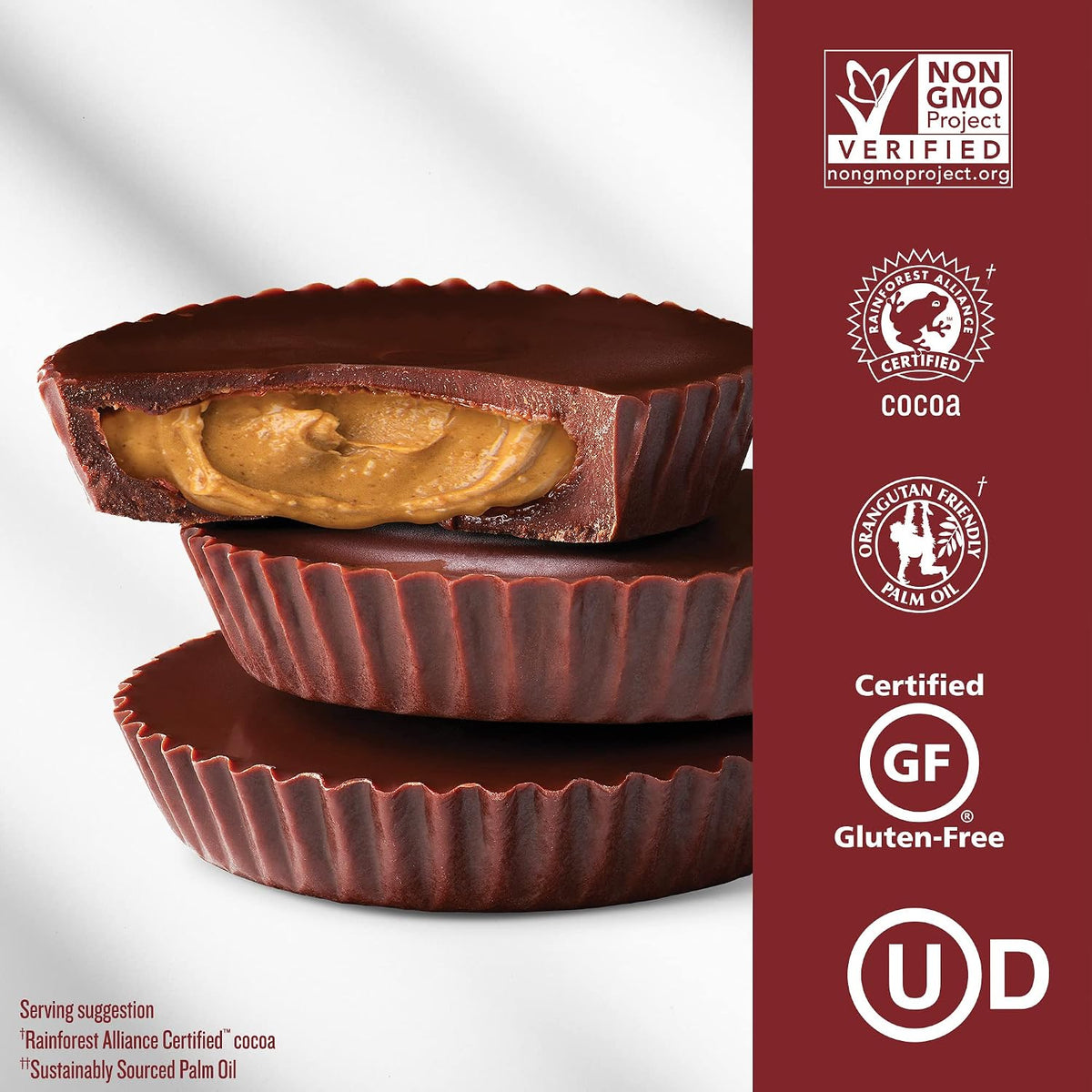 Two pack wrapper of imported American chocolate peanut butter candies