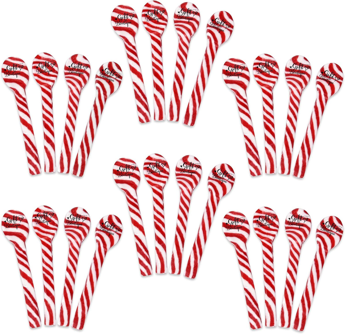 Twelve count peppermint spoon set for festive family holiday gatherings