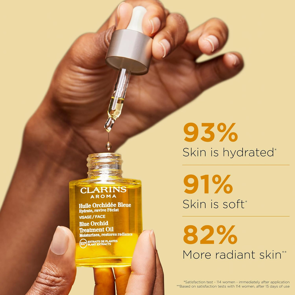 Clarins face treatment oil packaging and dropper detail