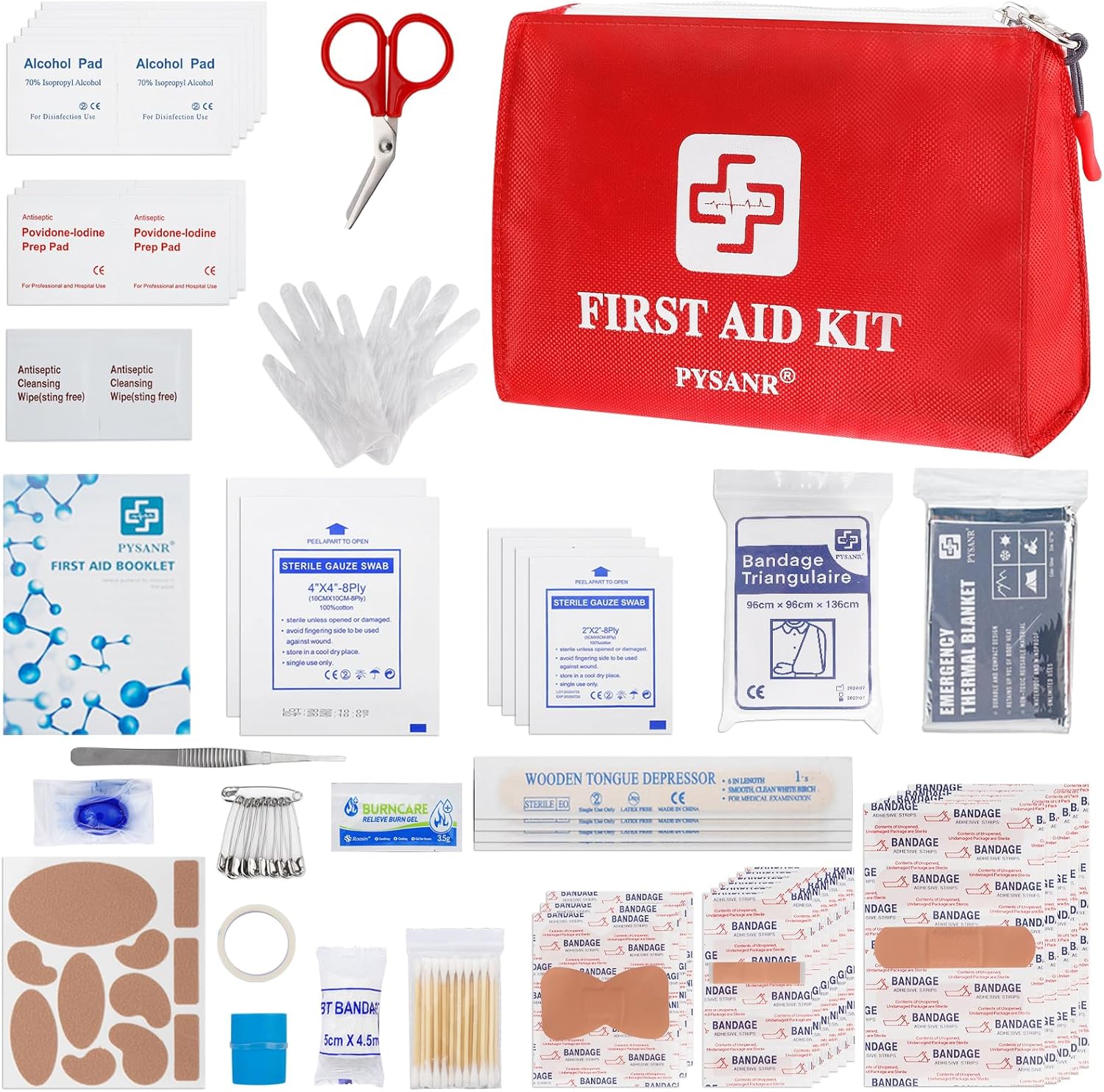 Small First Aid Kit, 150 Piece with Foil Blanket & Scissors, Mini First Aid Bag for Emergency, Home, Camping, Travel, Sports, Office, Outdoor, Car, School - Image 1