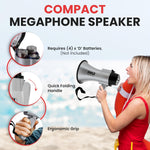Pyle megaphone foldable handle mechanism in folded position