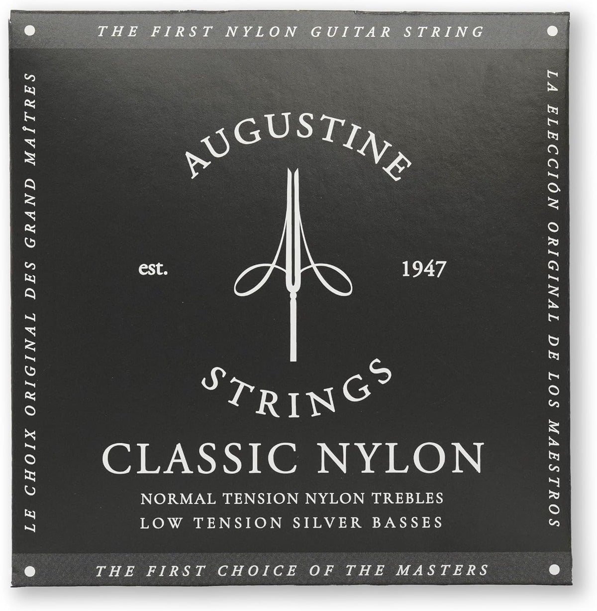 Augustine Classic Black low tension classical guitar strings front view packaging