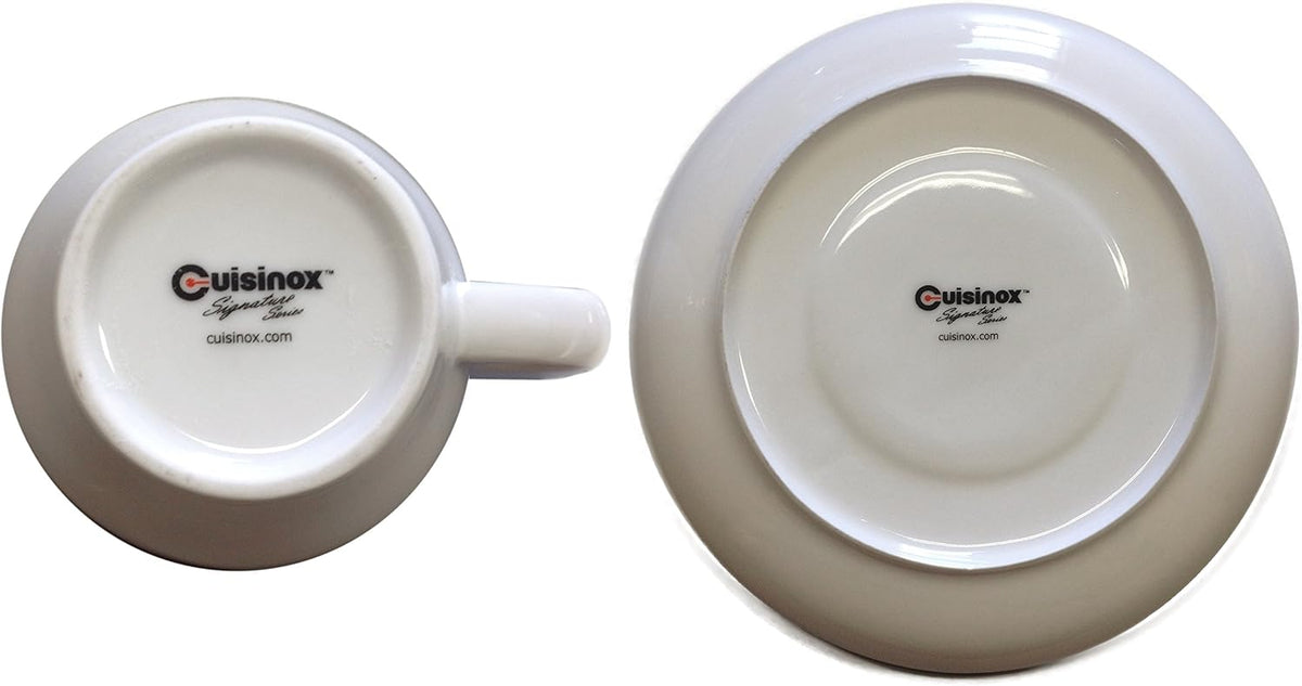 CUISINOX White Porcelain Espresso Cups and Saucers Set, 2 oz., Set of 6 - Image 4