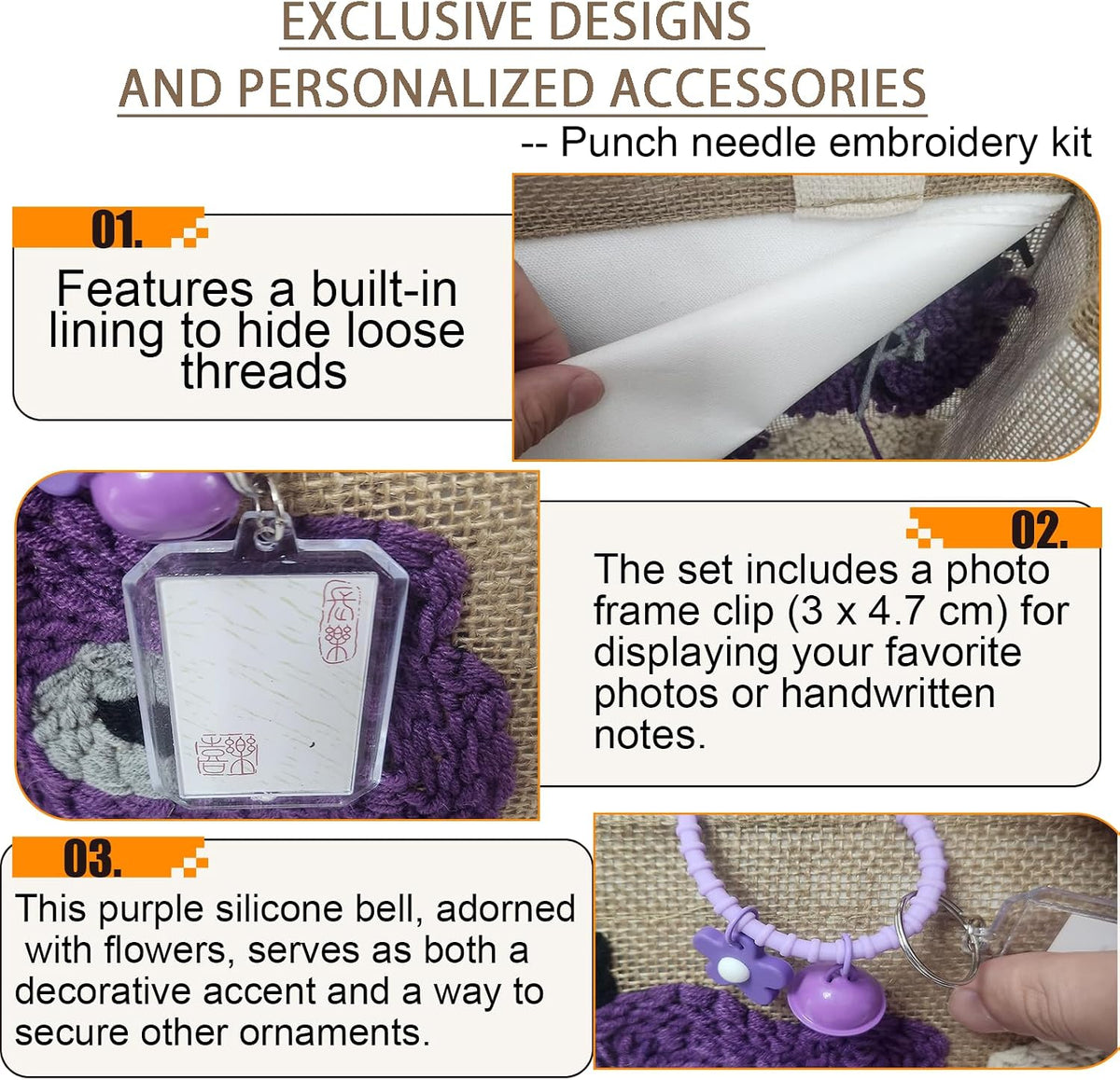 LEJOO punch needle tote bag interior lining and spacious capacity showcase.