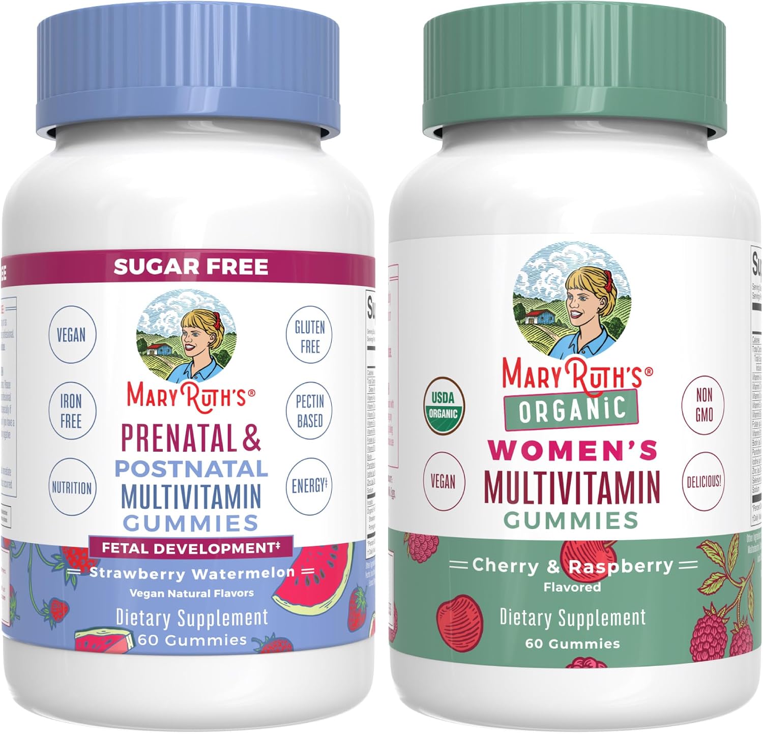MaryRuth Organics prenatal and women's multivitamin gummies front view bottle package