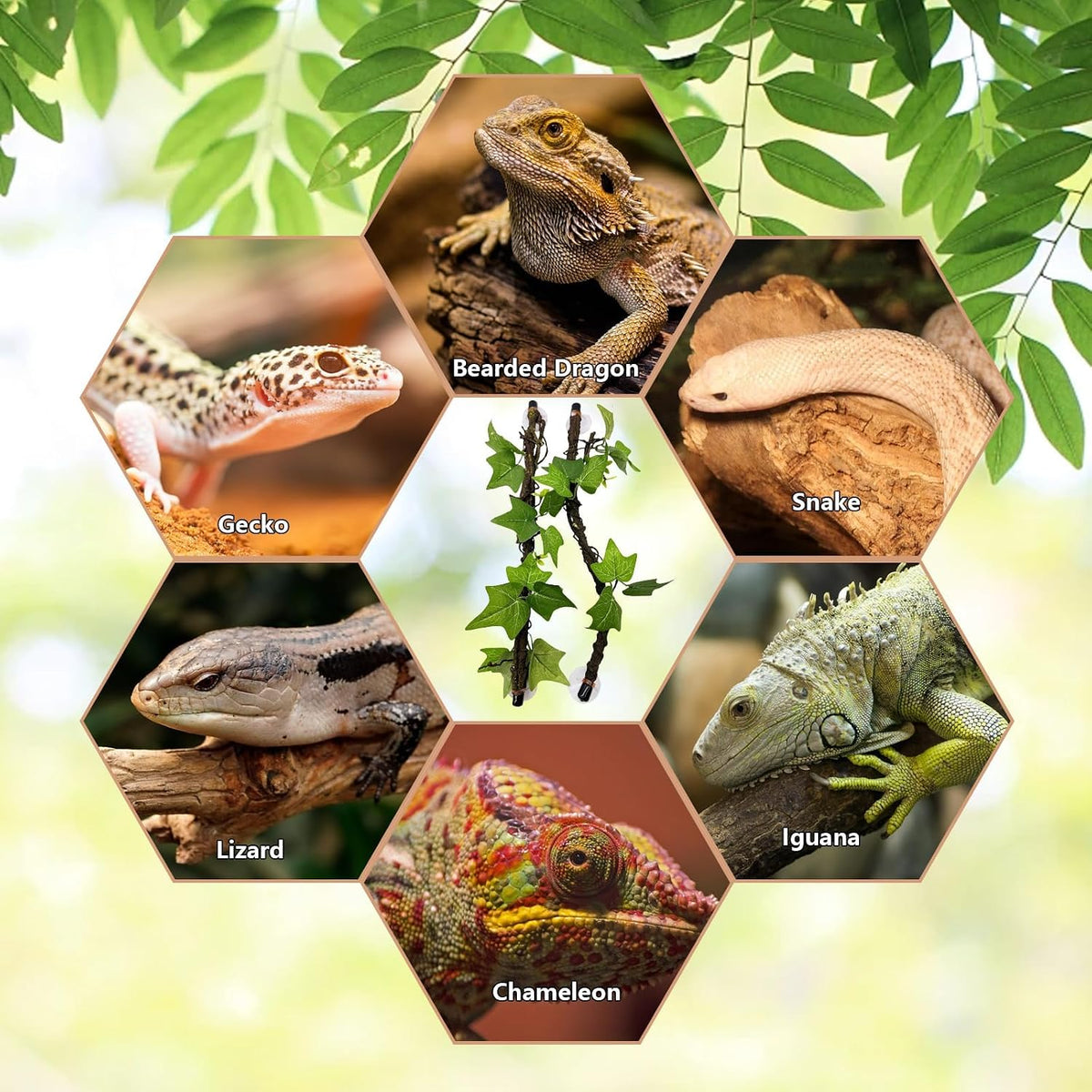Bnosdm artificial plant vines for crested gecko habitat