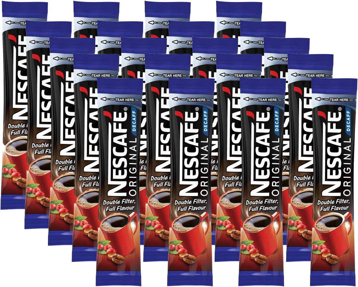 Nescafe Original Decaffeinated Double Filtered Coffee Sticks front view packaging