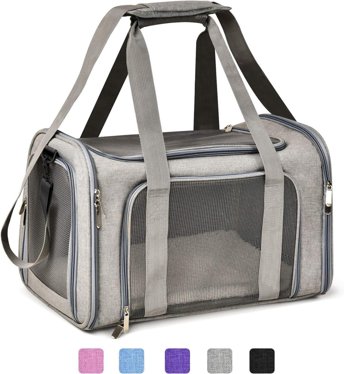 Henkelion Large Cat Carriers Dog Carrier Pet Carrier for Cats Dogs Puppies up to 25Lbs, Big Dog Carrier Soft Sided, Travel Puppy Carrier - Large - Grey - Image 1