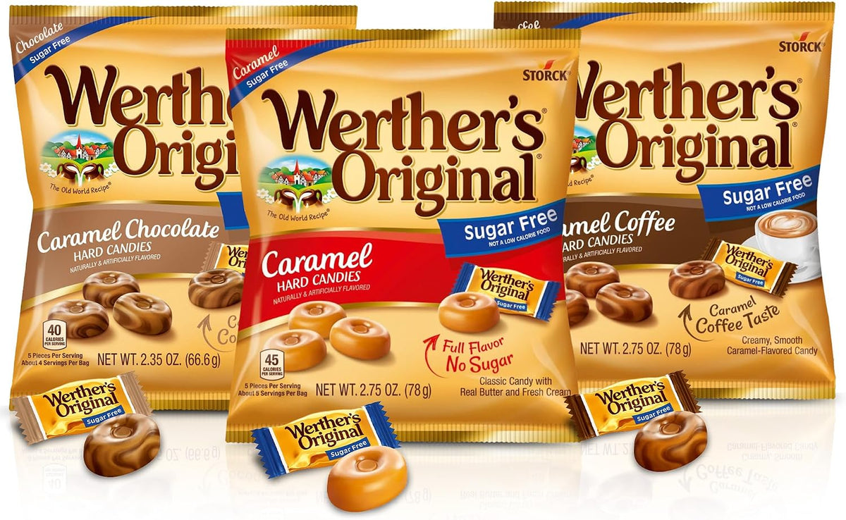 Werthers Original Caramel Candy Variety Pack 3 - 2.65 oz Each - Classic Hard, Creamy Caramel Filled & Apple Filled Caramels | Bulk Candy - Individually Wrapped Perfect for Snack Box, Party Favor, Thank You & Holiday Gift Bag - Image 10