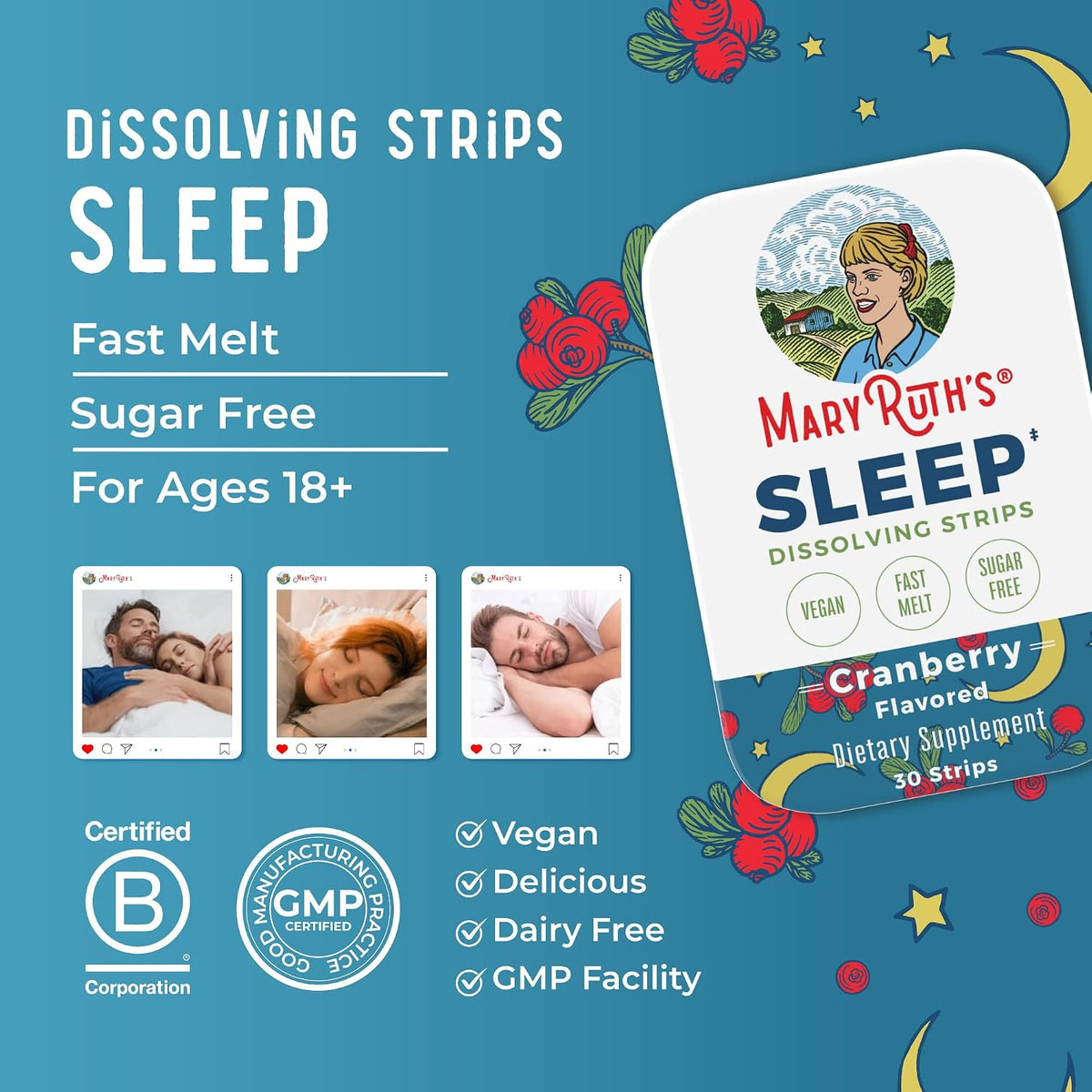 MaryRuth's travel friendly sleep strips close up