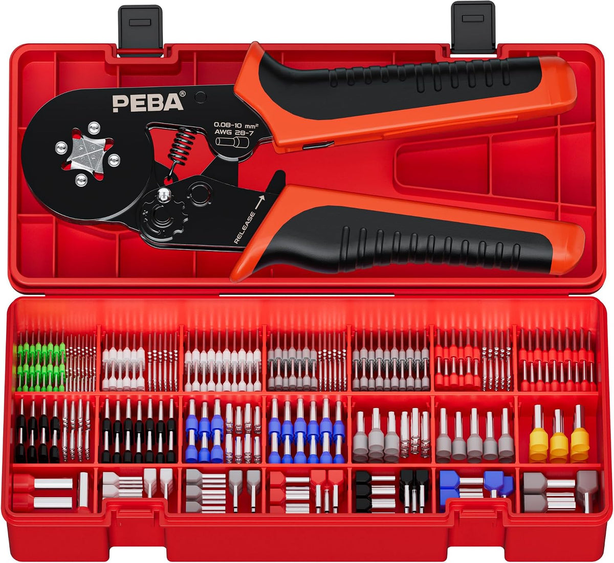 PEBA Ferrule Crimping Tool Kit, Wire Ferrules with Twin Ferrules, AWG 28-7 | 24 Sizes Ferrules, Hex Ratchet Crimper and Wire Stripper Set with Storage Case for Electrical Wiring - Image 15