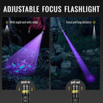 Ultraviolet flashlight illuminating resin curing and 3D print materials.