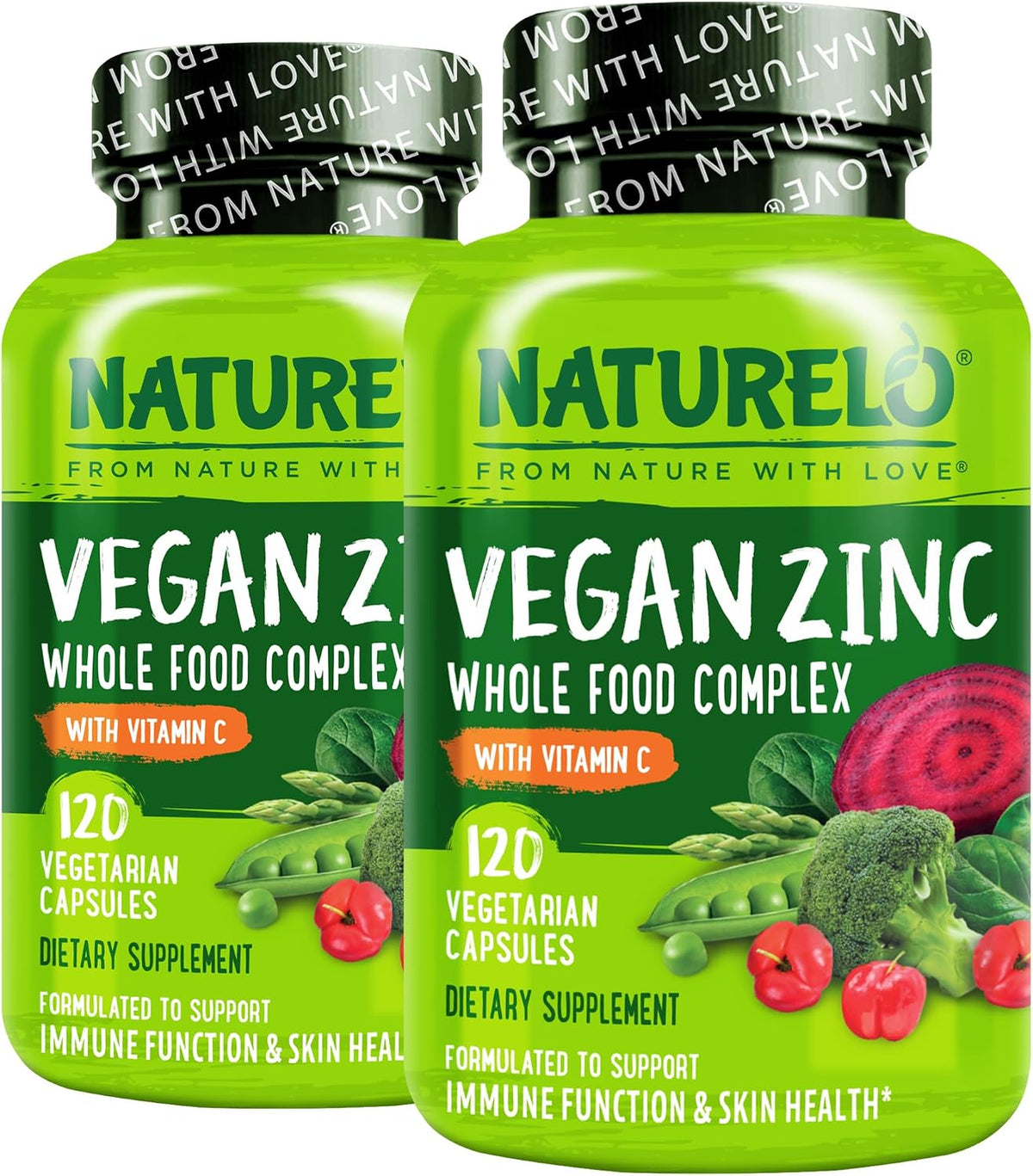 Naturelo vegan zinc capsules label details and ingredients supplement