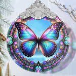 Jocidea stained glass ornament styled on pine tree branch