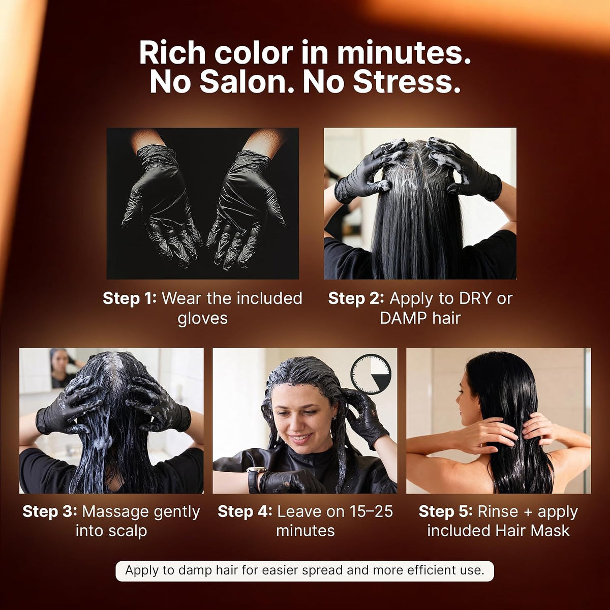 Herbishh Black Hair Dye Shampoo for Gray Hair Coverage 500ml - Image 5