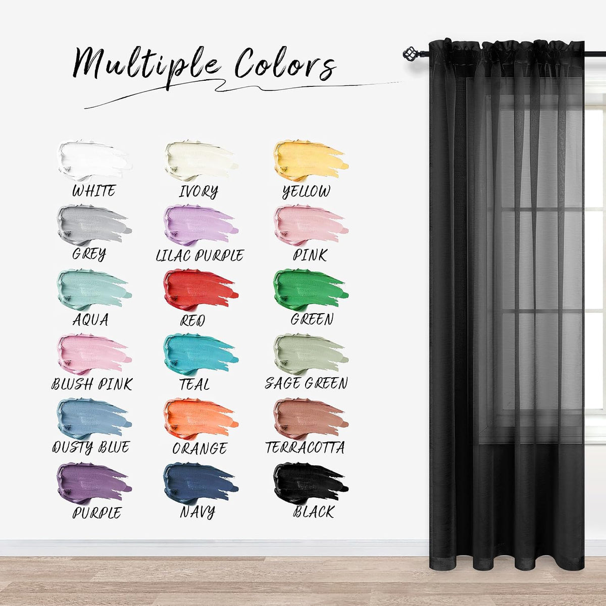 Pitalk 96 inch sheer curtains rod pocket detail