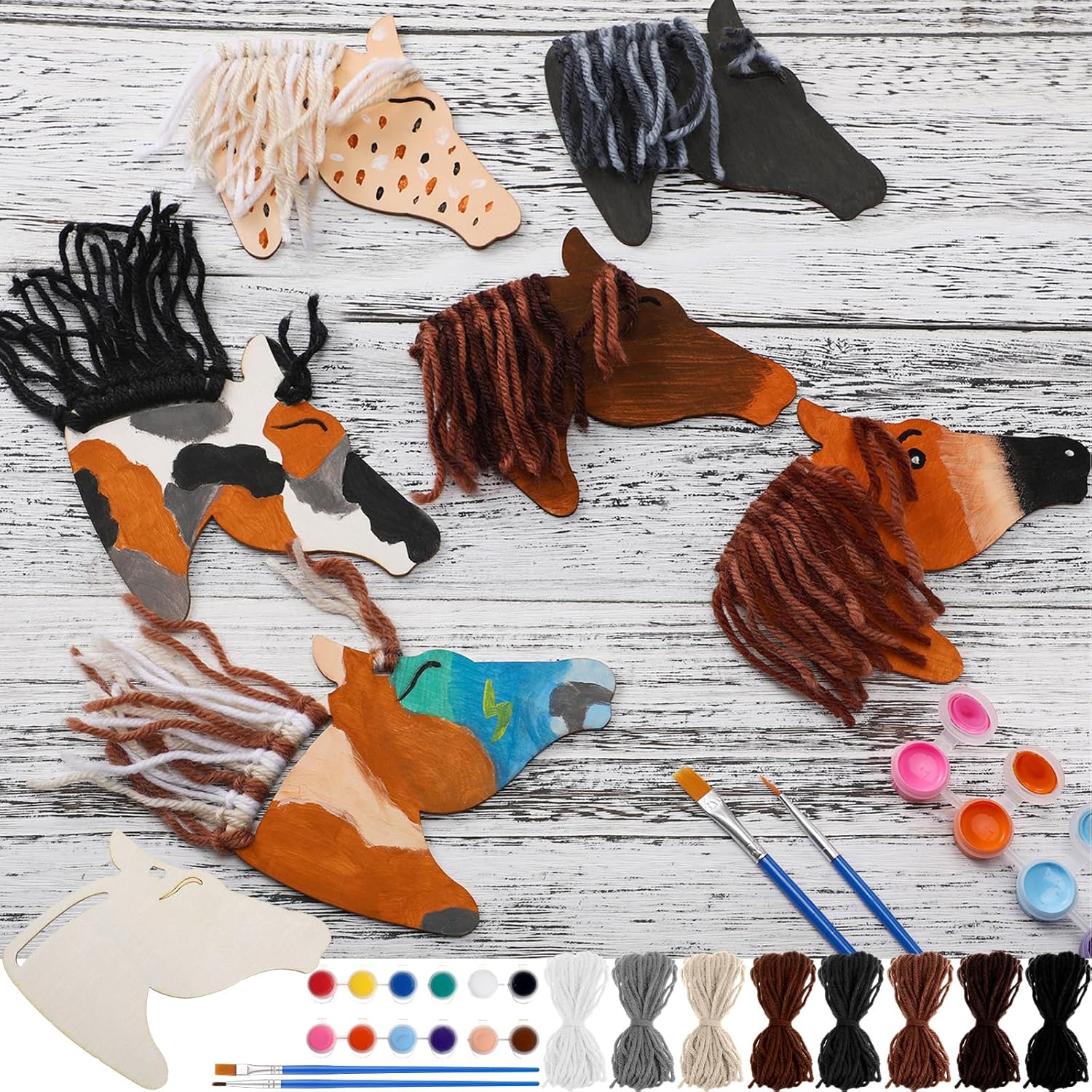 Geelin wooden horse craft kit with 24 cutouts and painting supplies