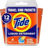 Tide pocket-sized laundry detergent packets in a toiletry bag