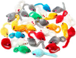 Lightweight cat toy mouse with built in rattle for interactive independent play