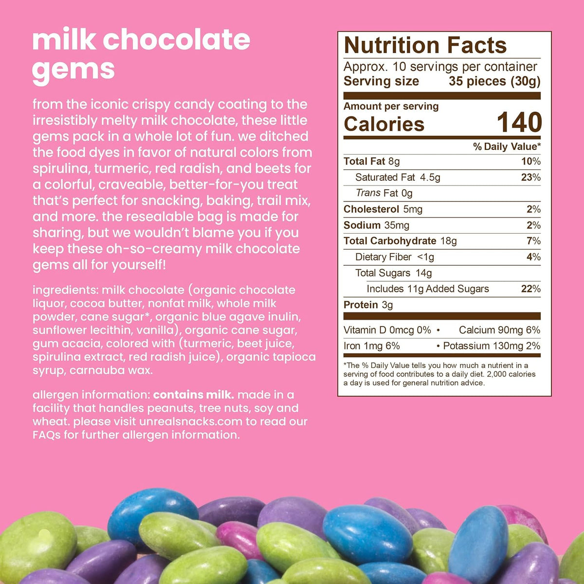 UNREAL chocolate candy gems single serve pouch packaging detail