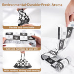 Close up of easy-tie litter box liner handles