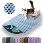 Petinstinct cat litter mat front view showing blue honeycomb surface