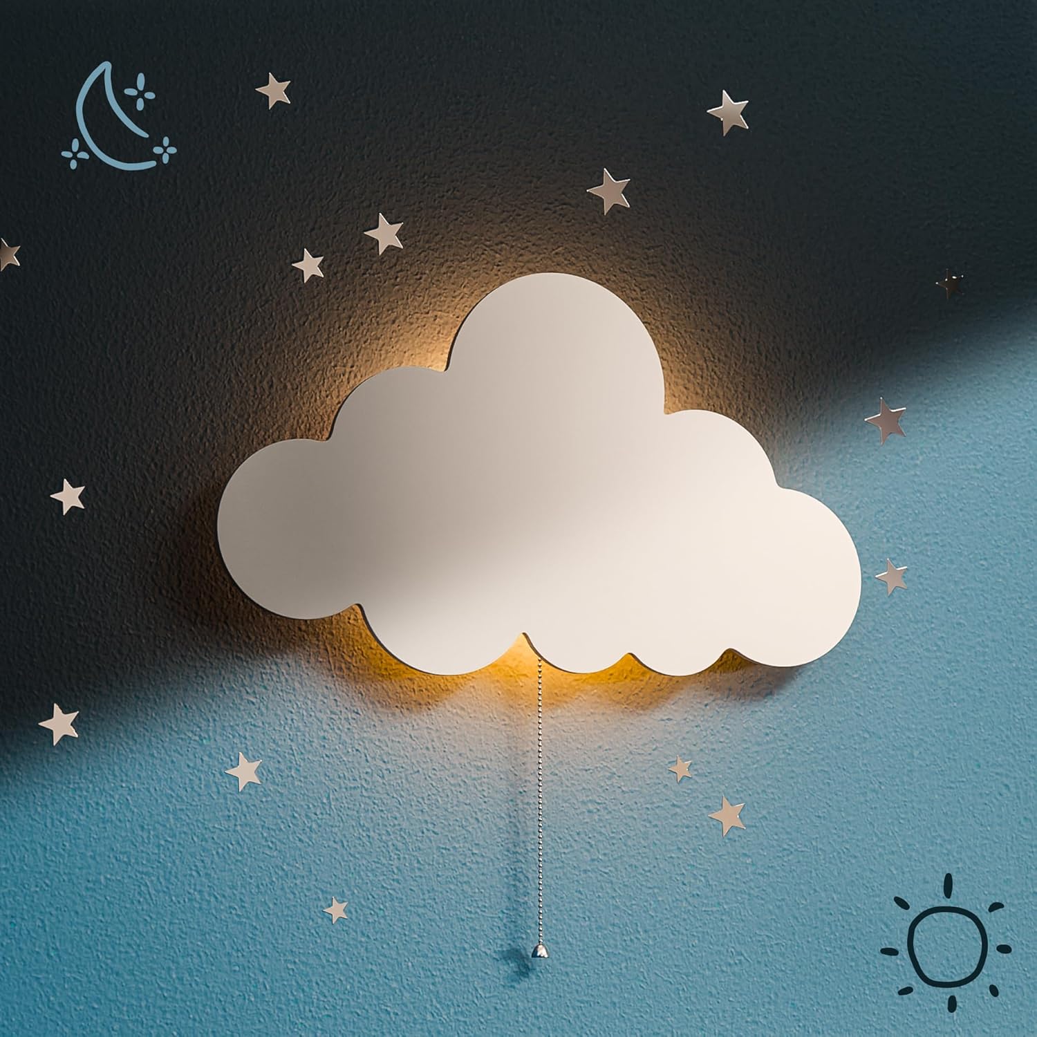 Tip Perk floating cloud wall lamp front view nursery decor