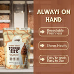 Snackathon baking chips alternative showcasing coarse texture ideal for chocolate chip cookie mix-ins.