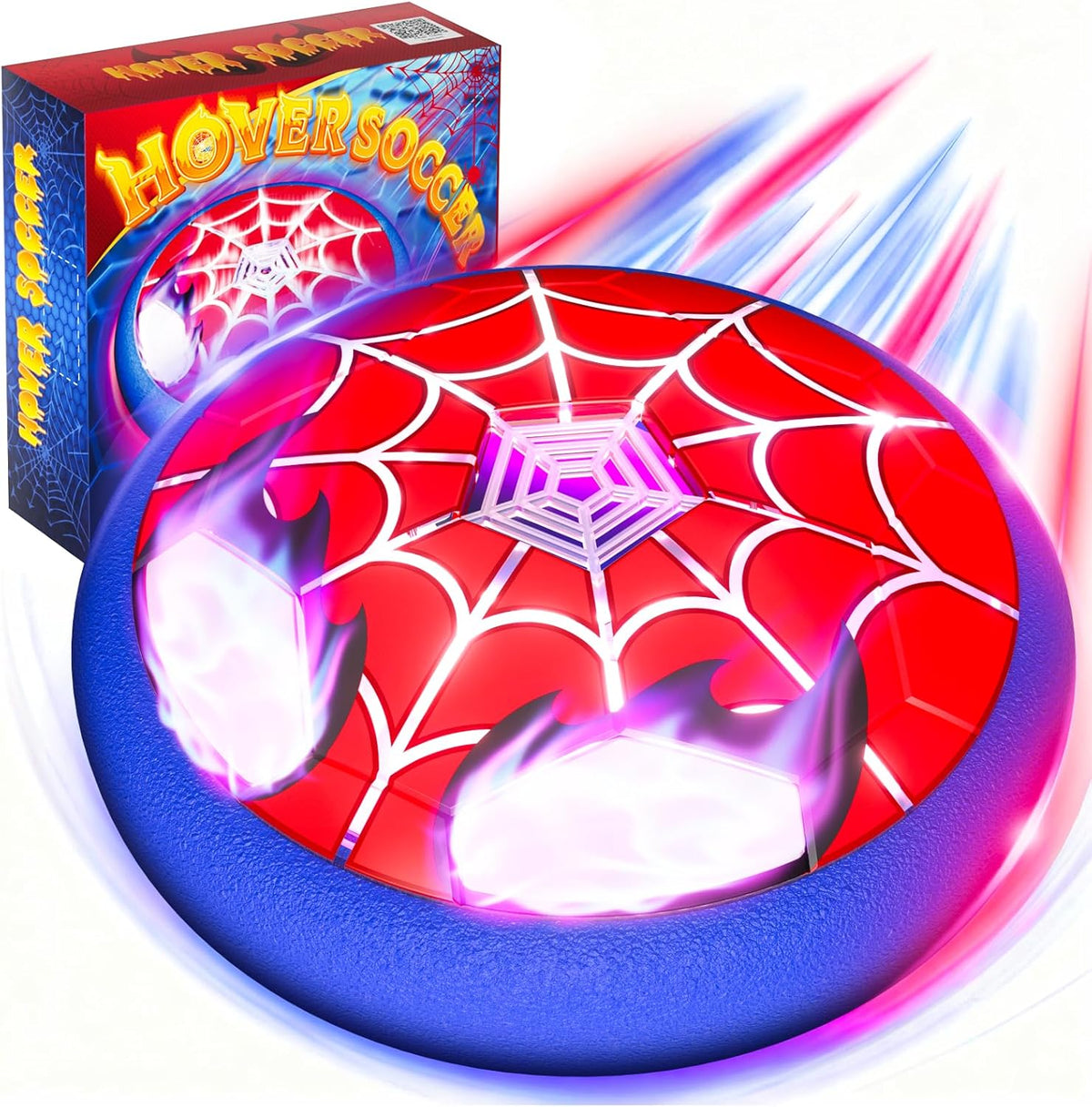 Fzlirou light up hover soccer ball front view showing glowing spider web pattern