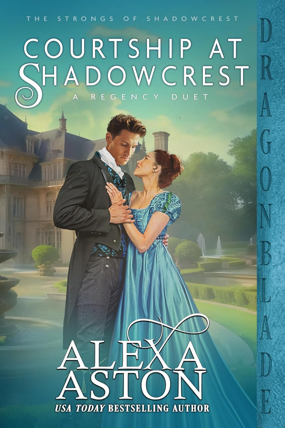 Alexa Aston Courtship at Shadowcrest paperback front cover showing historical couple portrait