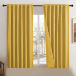 DUALIFE yellow linen blackout curtains front view