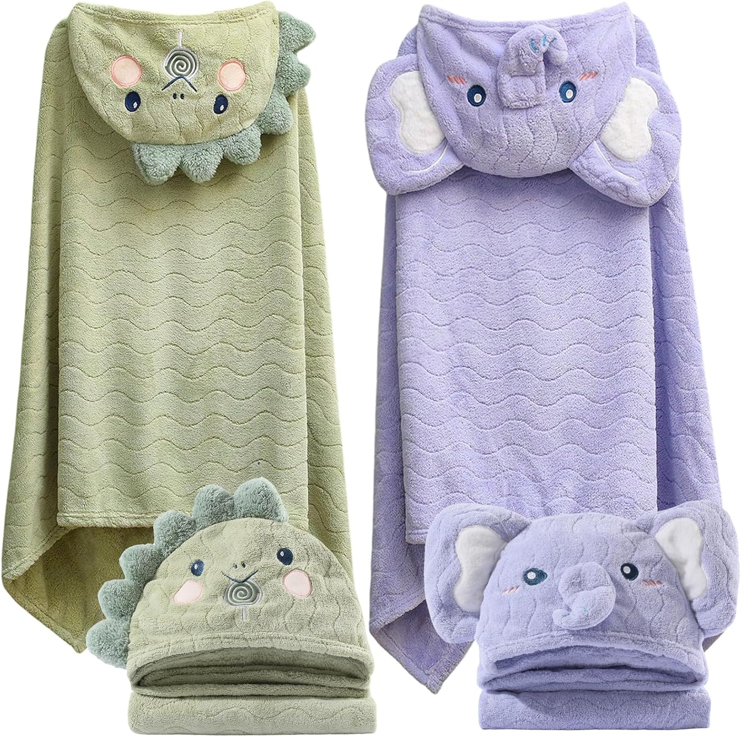 Klhyit toddler hooded bath towel set front view