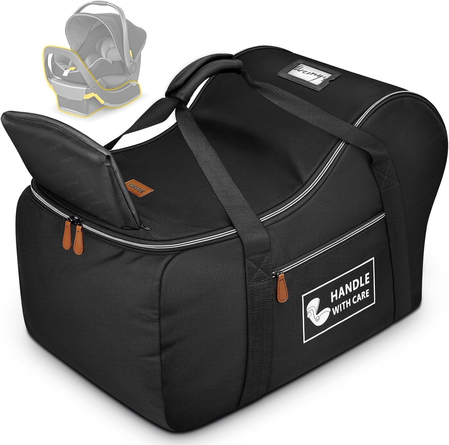 Yorepek padded car seat travel bag front view black