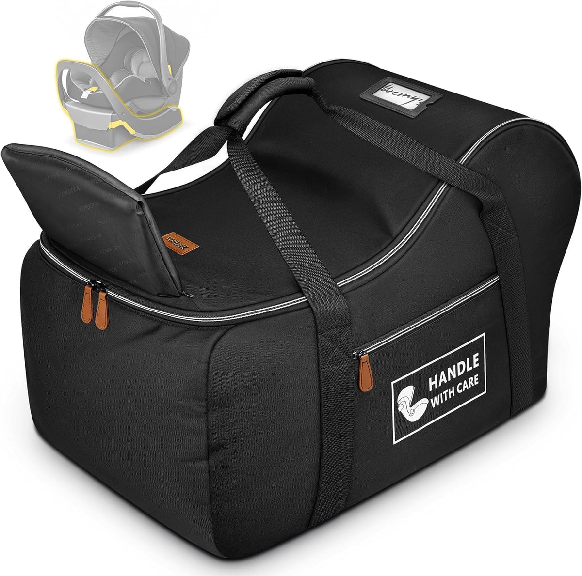 Yorepek padded car seat travel bag front view black