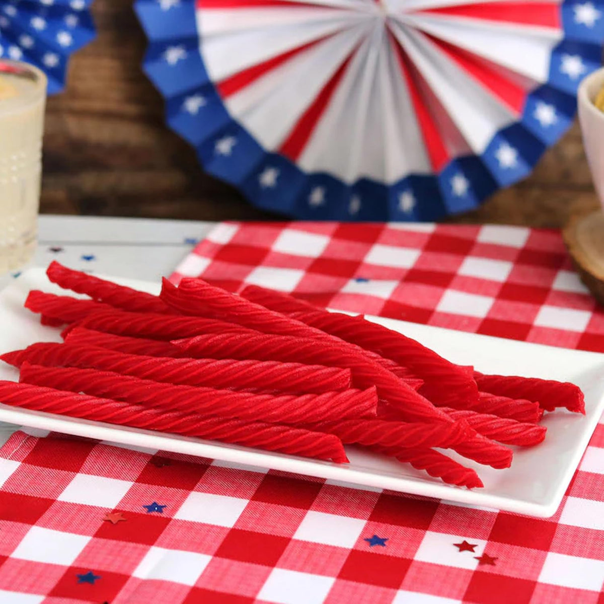 Fat free red licorice twists bulk multipack close up