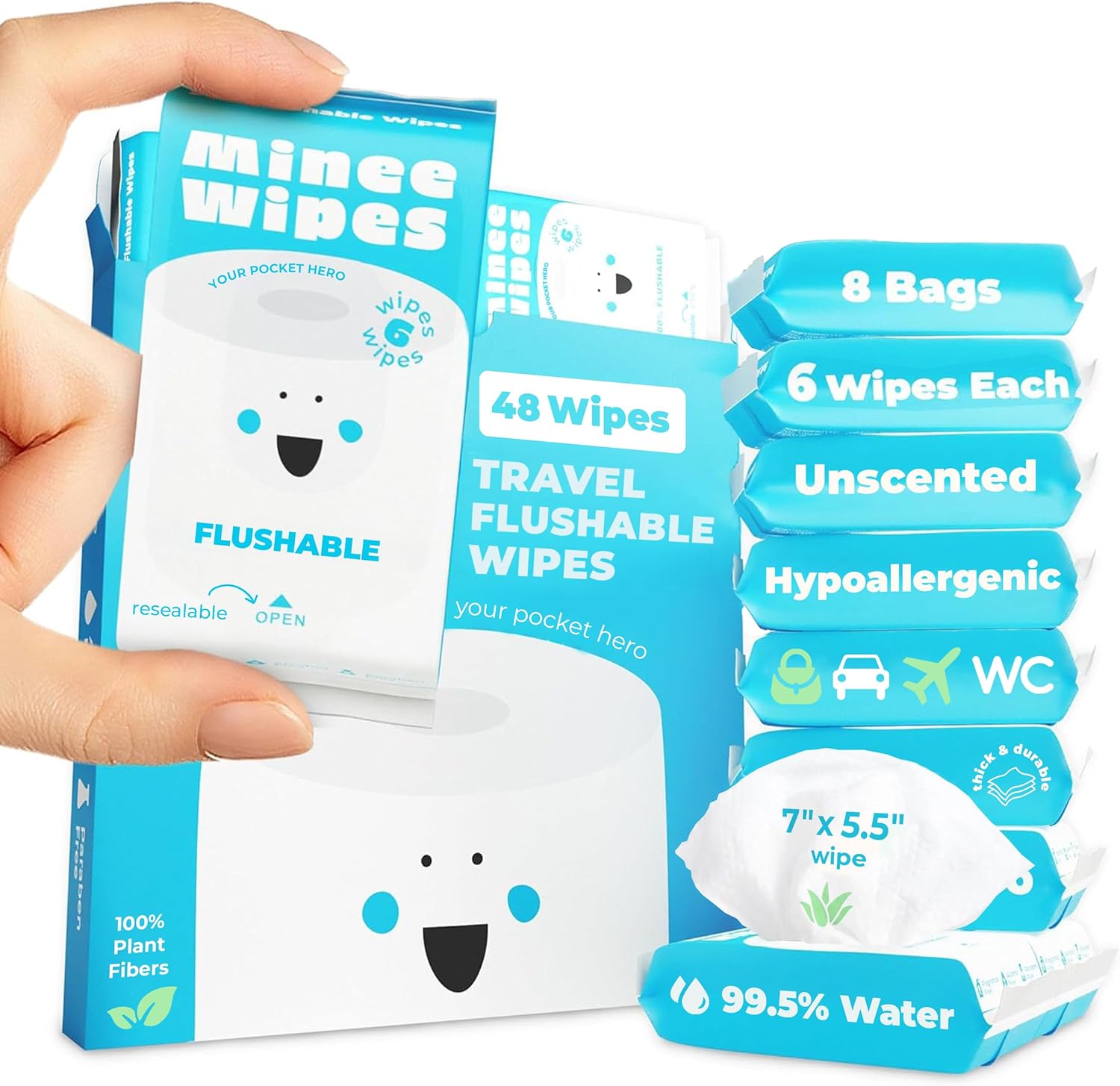 Moonies Impossibly Compact Travel Flushable Wipes front view