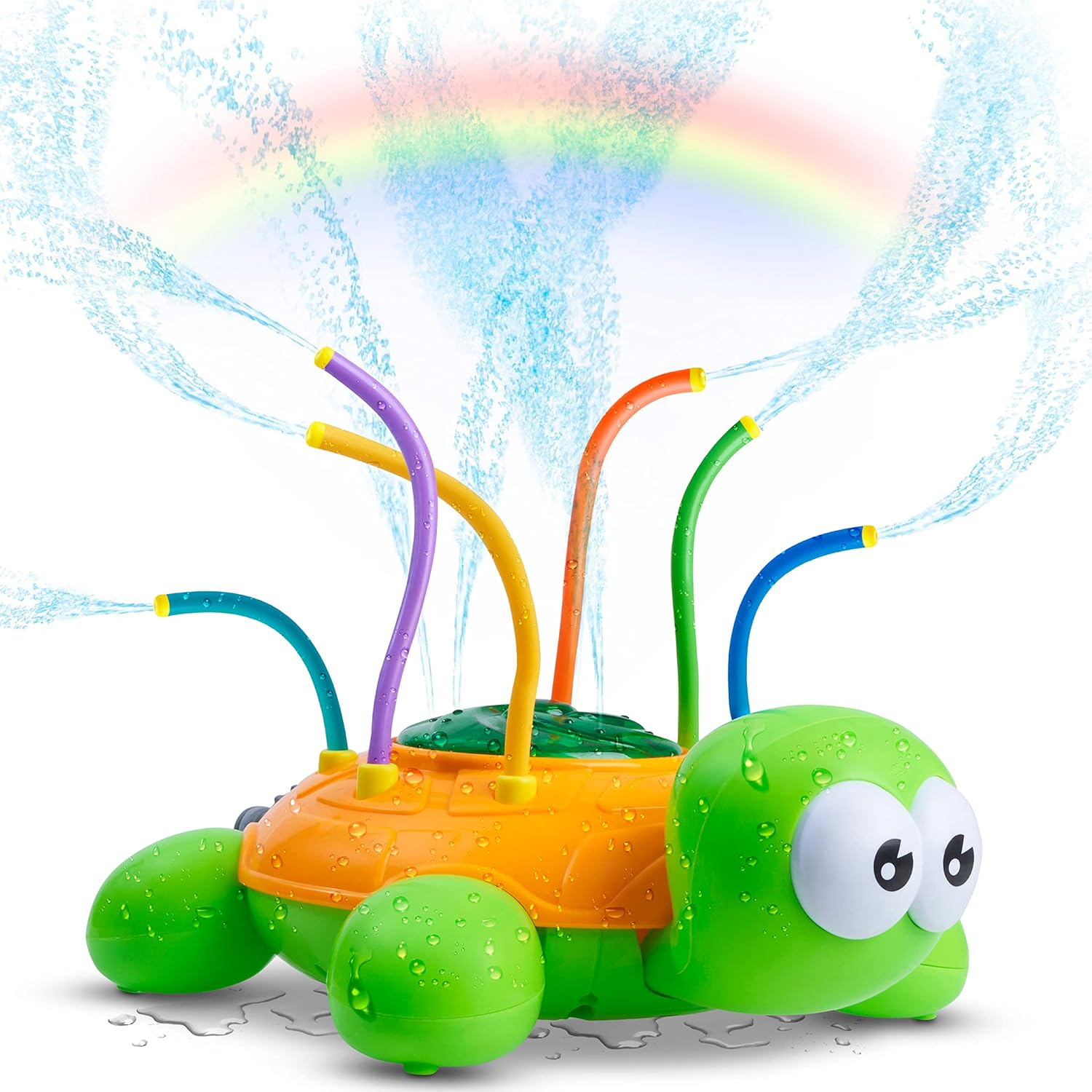 Chuchik spinning turtle water sprinkler front view for kids outdoor play