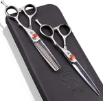 Everlong Tokko Katana Classic Professional hair shear set front view showcasing regular and thinning scissors