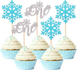 YCTHUNFISH 24 pack snowflake one cupcake toppers front view