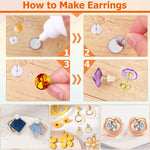 Close-up of gold flat pad blank earring pin studs